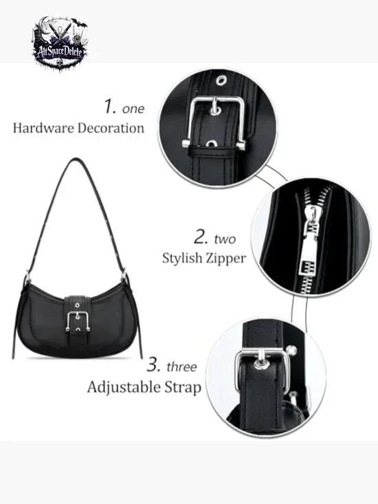 Retro Crescent Hobo Shoulder Bag Vegan Leather Adjustable Strap 10.5x6 - Picture 5 of 7